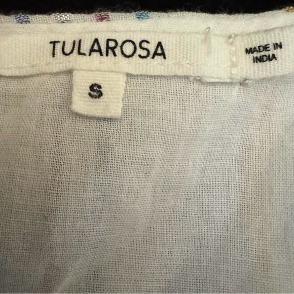 Tularosa Metallic Ruffle Stripe Brittany Mini Dress Marshmallow Boho Small - Picture 6 of 12